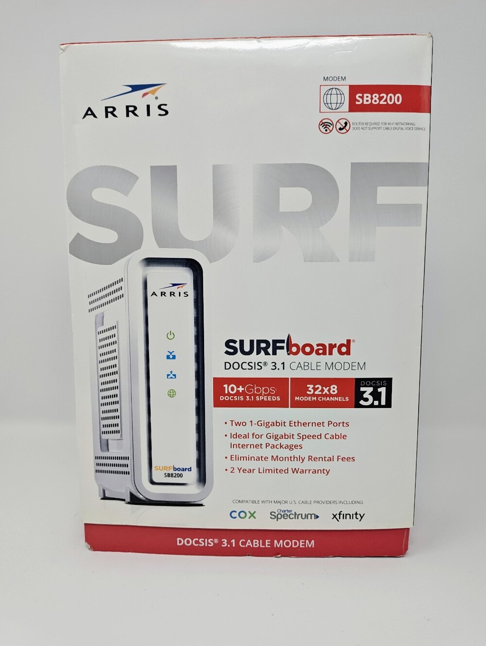 ARRIS - SURFboard SB8200 32 x 8 DOCSIS 3.1 Gig-Speed Cable Modem - White